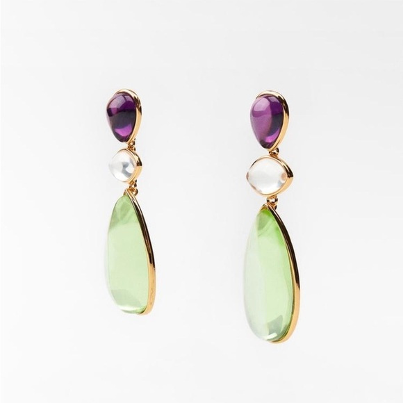 Zara Crystal drop earrings NWT ✨✨🔥🔥 - Picture 2 of 6